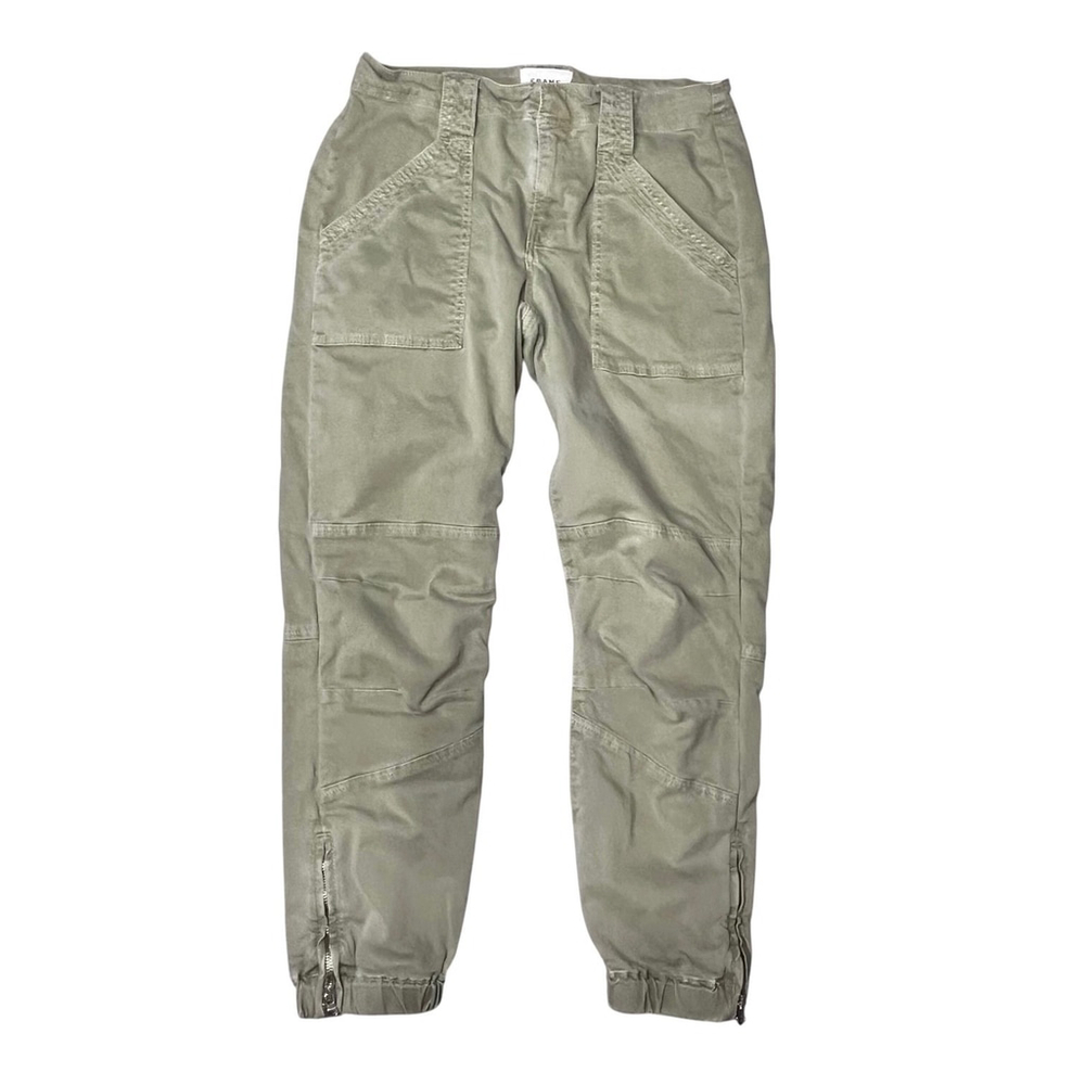 Frame Green Moto Banded Bottom Cropped Pants Size 27 - Picture 3 of 6